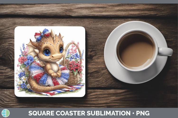 Animals Patriotic Dragon Square Coaster Sublimation Coaster