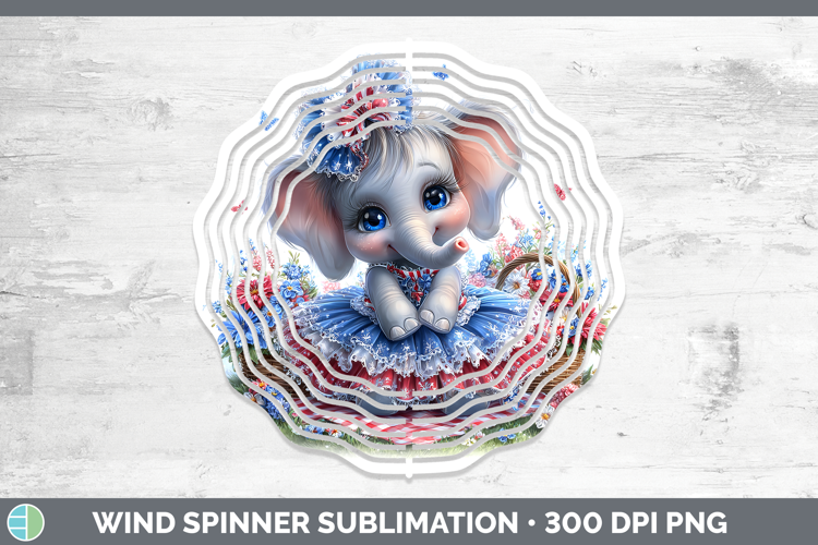 Animals Patriotic Elephant Wind Spinner Sublimation Spinner