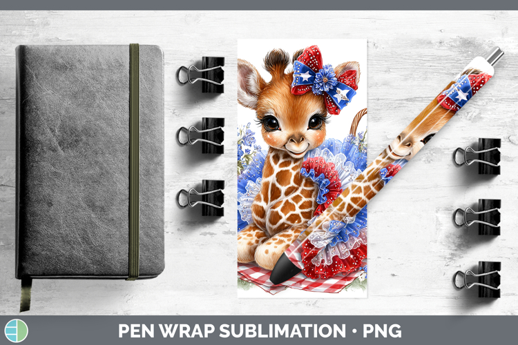 Animals Patriotic Giraffe Pen Wrap Sublimation Pen Designs