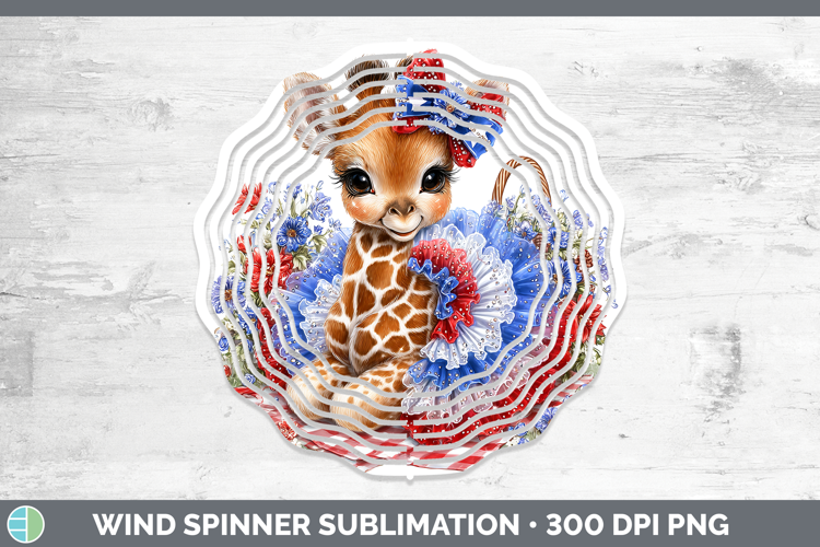 Animals Patriotic Giraffe Wind Spinner Sublimation Spinner D