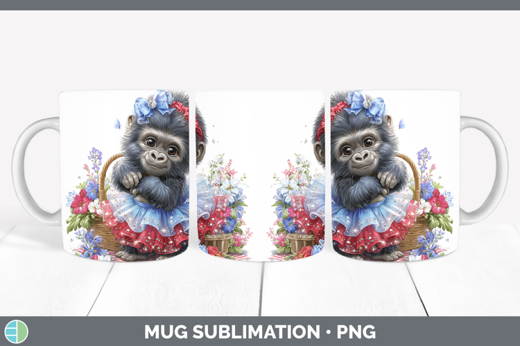 Animals Patriotic Gorilla Mug Wrap Sublimation Coffee Cup De