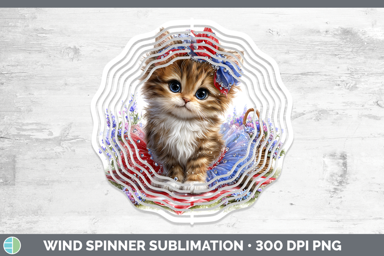 Animals Patriotic Kitten Wind Spinner Sublimation Spinner De