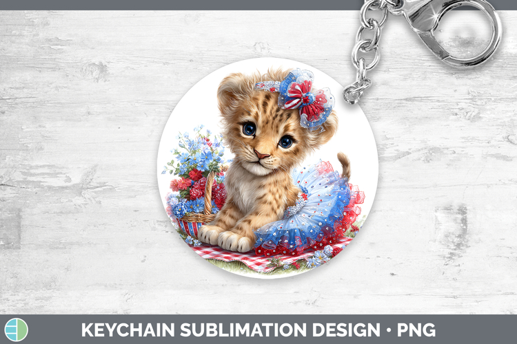Animals Patriotic Lion Keychain Sublimation Keyring Designs