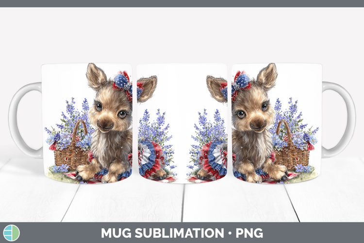 Animals Patriotic Moose Mug Wrap Sublimation Coffee Cup Desi