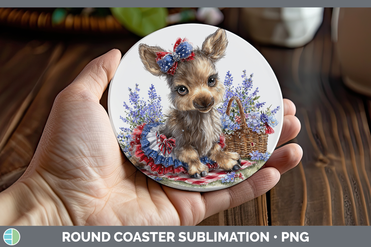 Animals Patriotic Moose Round Coaster Sublimation Coaster De