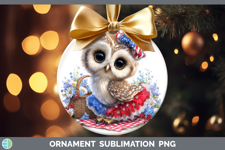 Animals Patriotic Owl Ornament Sublimation Bauble Designs