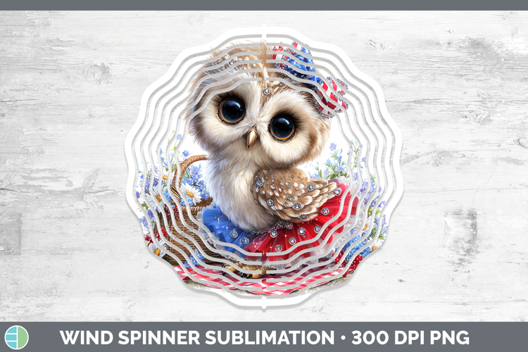Animals Patriotic Owl Wind Spinner Sublimation Spinner Desig