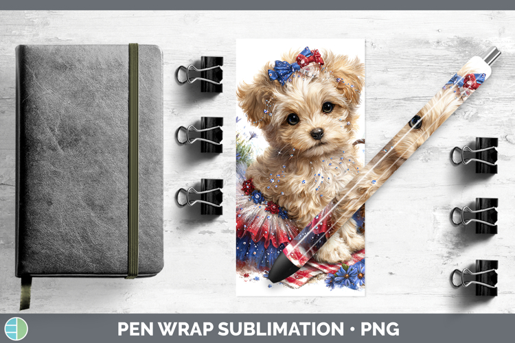 Animals Patriotic Puppy Pen Wrap Sublimation Pen Designs