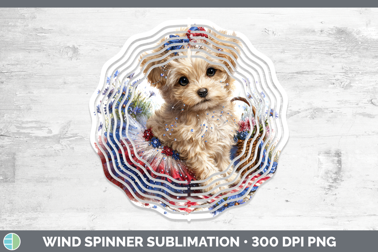 Animals Patriotic Puppy Wind Spinner Sublimation Spinner Des