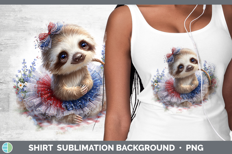 Animals Patriotic Sloth Shirt Sublimation Background Designs