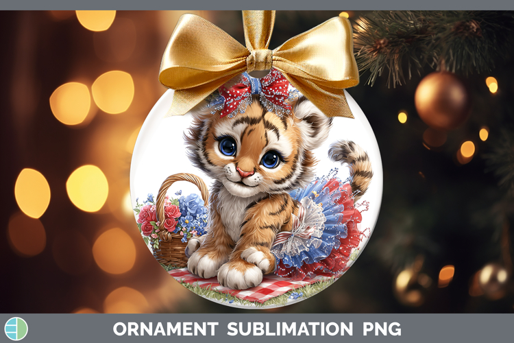 Animals Patriotic Tiger Ornament Sublimation Bauble Designs
