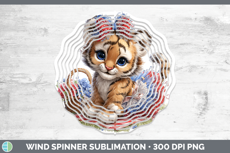 Animals Patriotic Tiger Wind Spinner Sublimation Spinner Des
