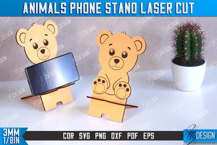 Phone Stand | Table Smartphone Holder | Bear Shape | CNC