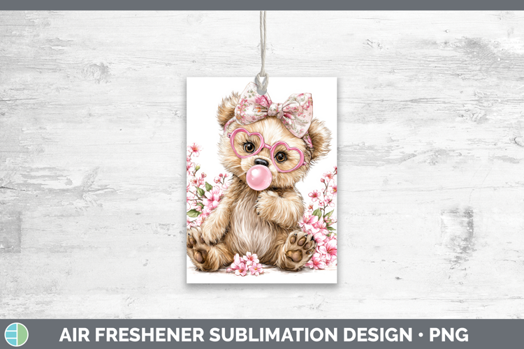 Bear Animals Pink Bubble Gum Air Freshener Sublimation Desig
