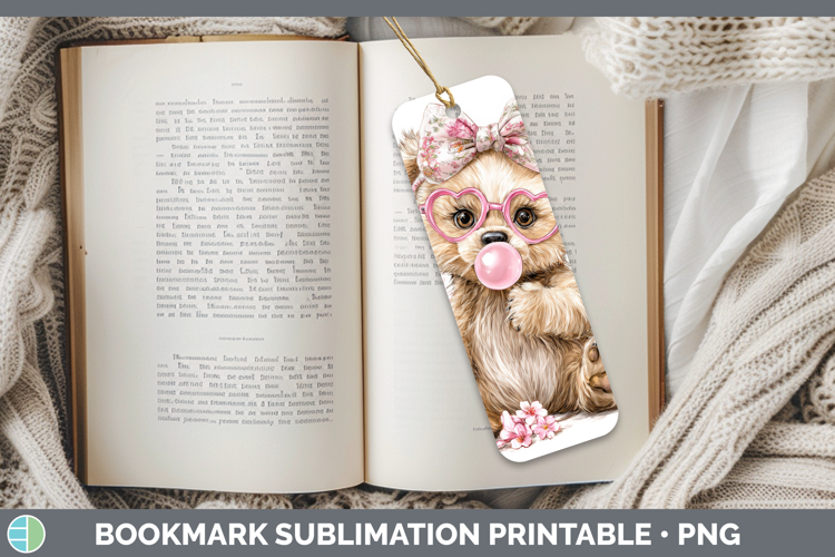 Bear Animals Pink Bubble Gum Bookmark Sublimation Design