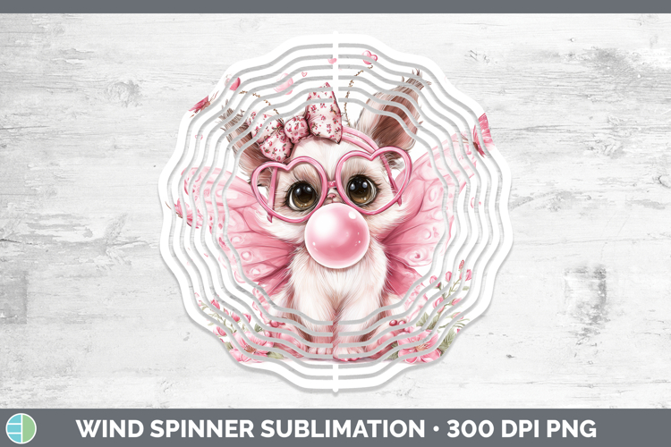 Butterfly Animals Pink Bubble Gum Wind Spinner Sublimation D