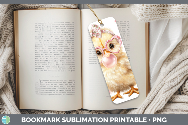 Chicken Animals Pink Bubble Gum Bookmark Sublimation Design