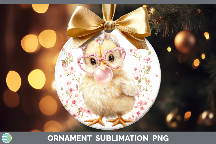 Chicken Animals Pink Bubble Gum Ornament Sublimation Design