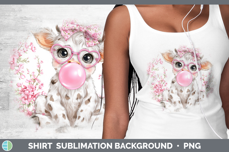 Cow Animals Pink Bubble Gum Shirt Sublimation Design