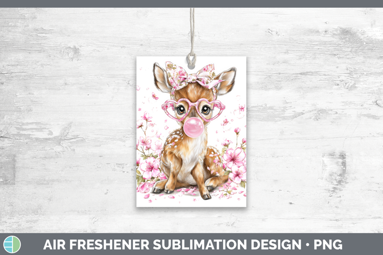 Deer Animals Pink Bubble Gum Air Freshener Sublimation Desig