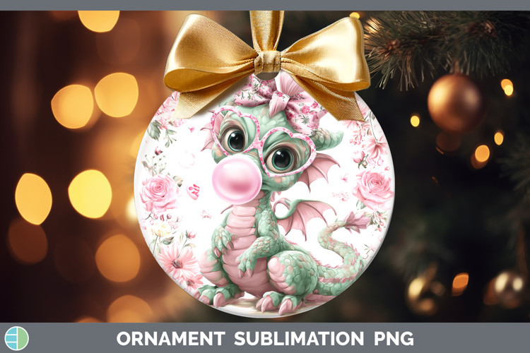 Dragon Animals Pink Bubble Gum Ornament Sublimation Design