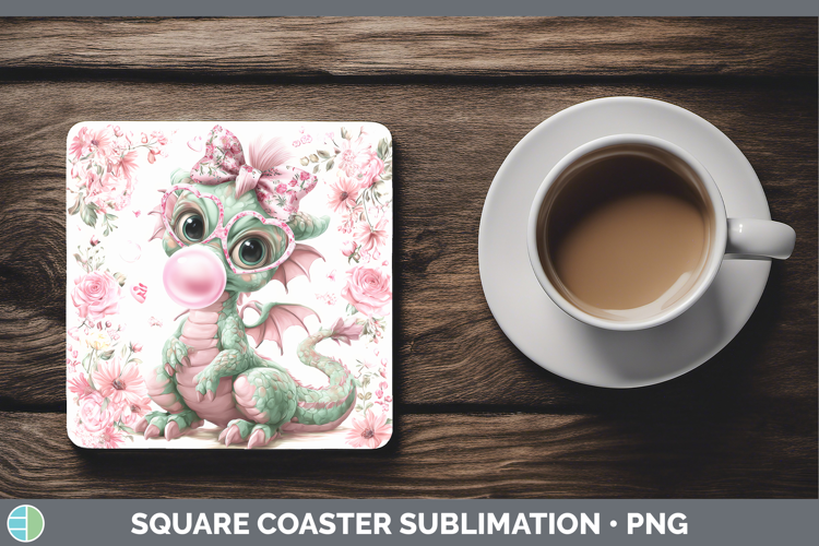 Dragon Animals Pink Bubble Gum Square Coaster Sublimation De