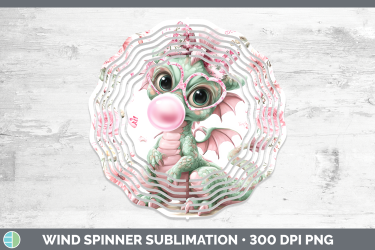 Dragon Animals Pink Bubble Gum Wind Spinner Sublimation Desi