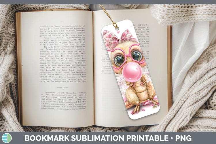 Dragonfly Animals Pink Bubble Gum Bookmark Sublimation Desig