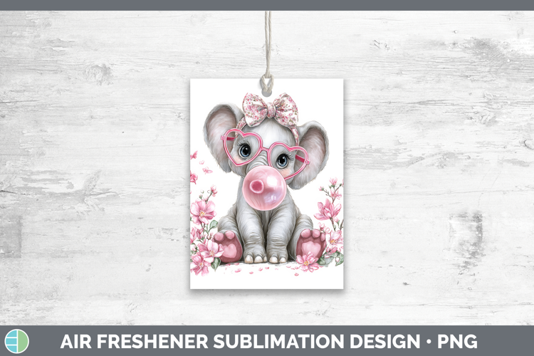 Elephant Animals Pink Bubble Gum Air Freshener Sublimation D