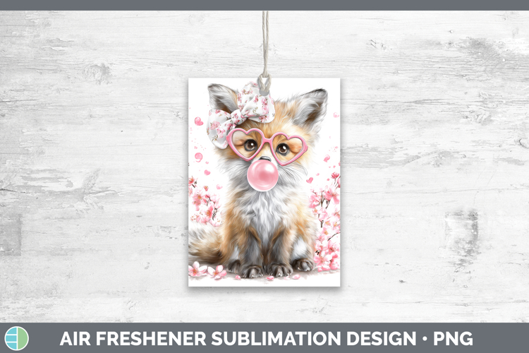 Fox Animals Pink Bubble Gum Air Freshener Sublimation Design