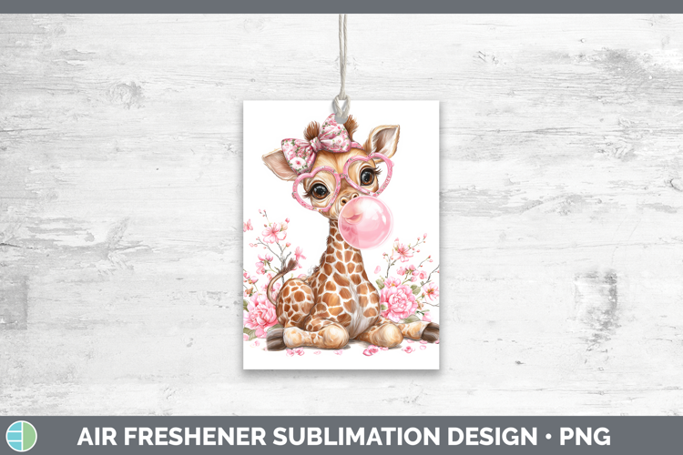 Giraffe Animals Pink Bubble Gum Air Freshener Sublimation De