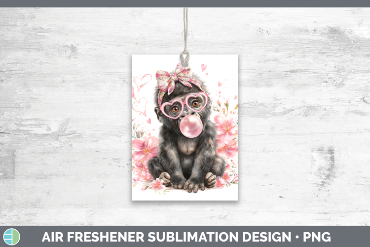 Gorilla Animals Pink Bubble Gum Air Freshener Sublimation De