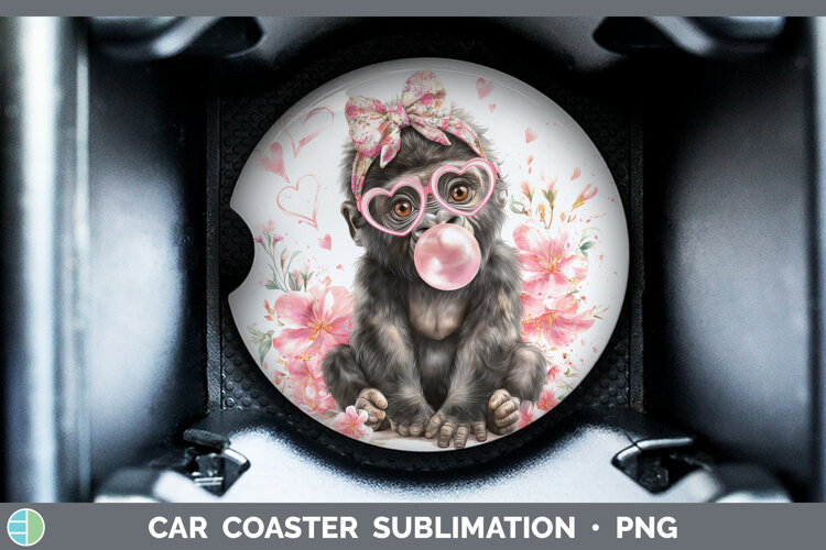 GorgeousAnimals Pink Bubble Gum Car Coaster design.