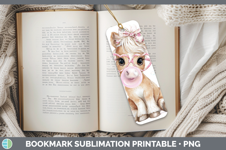 Horse Animals Pink Bubble Gum Bookmark Sublimation Design