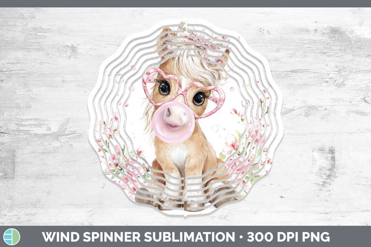 Horse Animals Pink Bubble Gum Wind Spinner Sublimation Desig