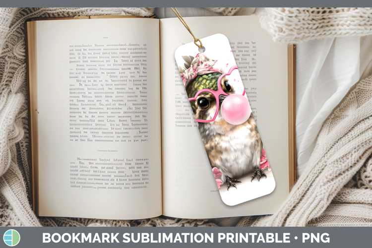 Hummingbird Animals Pink Bubble Gum Bookmark Sublimation Des