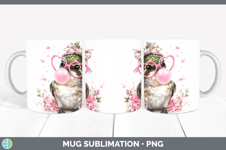 Hummingbird Animals Pink Bubble Gum Mug Wrap Sublimation Des