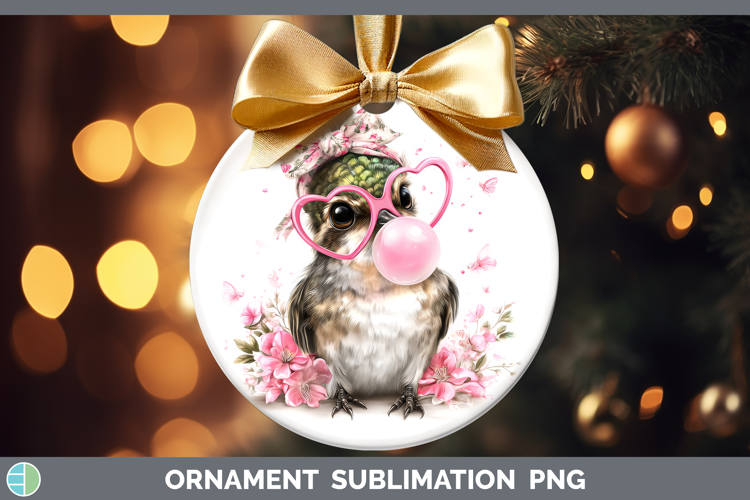 Hummingbird Animals Pink Bubble Gum Ornament Sublimation Des