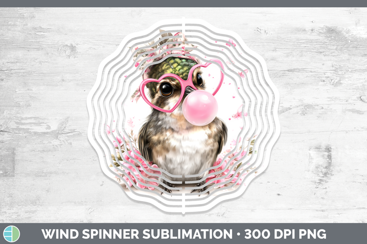 Hummingbird Animals Pink Bubble Gum Wind Spinner Sublimation