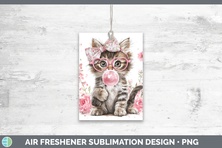 Kitten Animals Pink Bubble Gum Air Freshener Sublimation Des