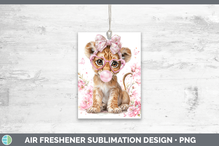 Lion Animals Pink Bubble Gum Air Freshener Sublimation Desig