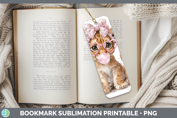 Lion Animals Pink Bubble Gum Bookmark Sublimation Design
