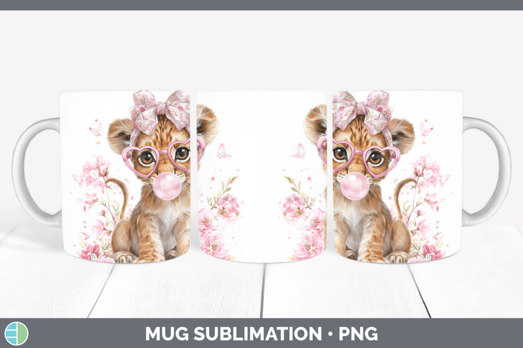 GorgeousAnimals Pink Bubble Gum Mug Wrap design.
