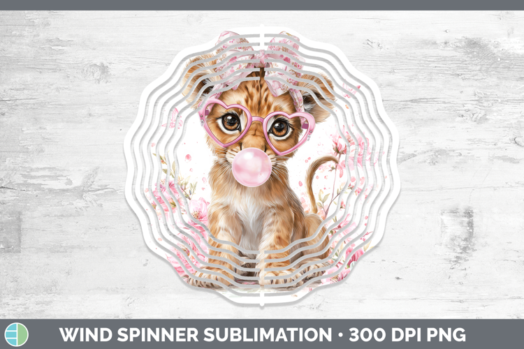 Lion Animals Pink Bubble Gum Wind Spinner Sublimation Design