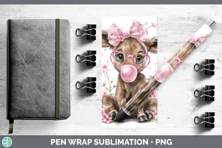 Moose Animals Pink Bubble Gum Pen Wrap Sublimation Design