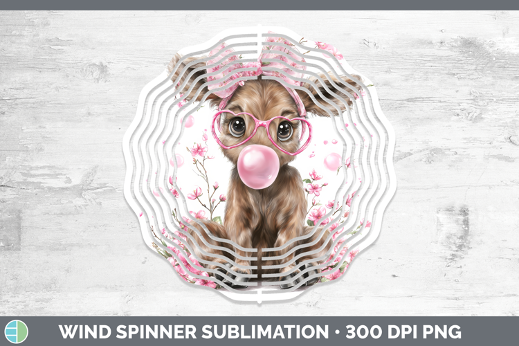 Moose Animals Pink Bubble Gum Wind Spinner Sublimation Desig