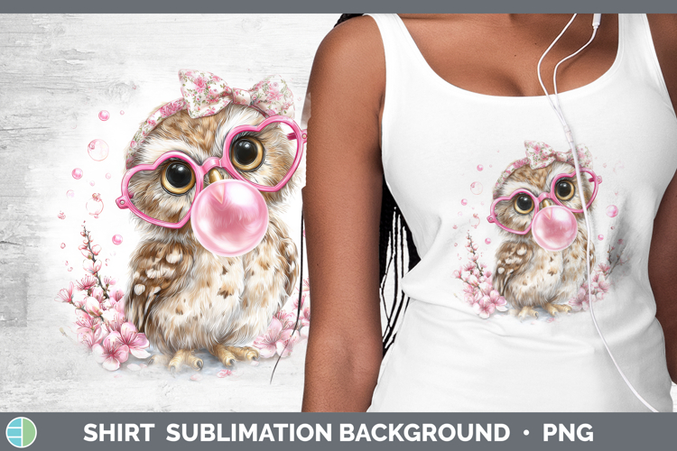 Owl Animals Pink Bubble Gum Shirt Sublimation Design