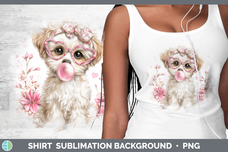Puppy Animals Pink Bubble Gum Shirt Sublimation Design