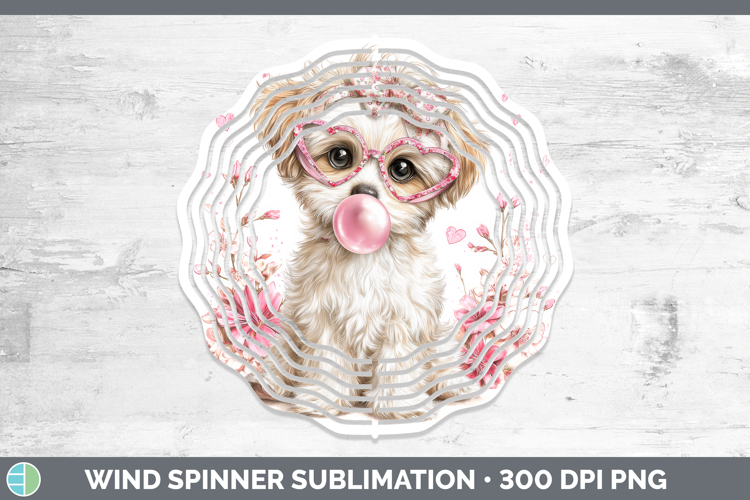 Puppy Animals Pink Bubble Gum Wind Spinner Sublimation Desig