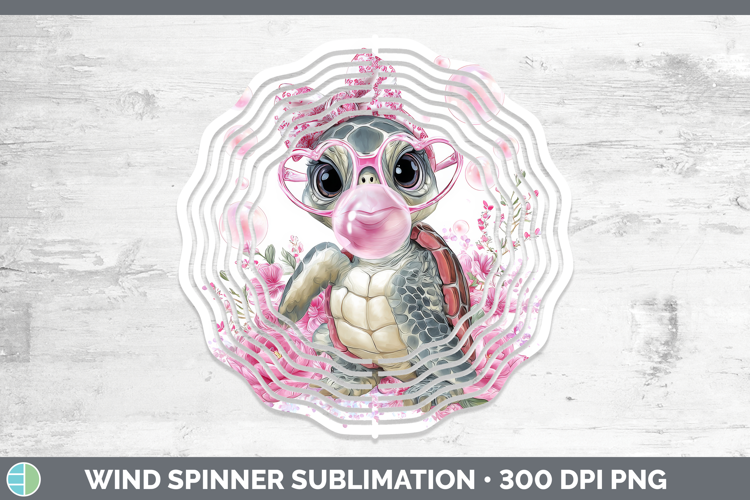 Sea Turtle Animals Pink Bubble Gum Wind Spinner Sublimation
